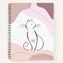 ミニマルな黒猫ボホオーガニックシェイプモノグラム ノートブック