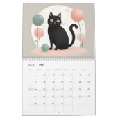 ミニマルな黒猫2026カレンダー12ヶ月 カレンダー (3月 2027)