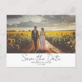 ミニマルな1枚の写真でお知らせする、結婚式のSave the Dateカード 案内ポストカード (正面)