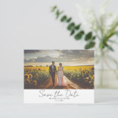 ミニマルな1枚の写真でお知らせする、結婚式のSave the Dateカード 案内ポストカード (スタンド正面)