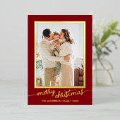 ミニマルな1枚の写真を使ったクリスマススクリプト 箔シーズンカード (立ち正面)