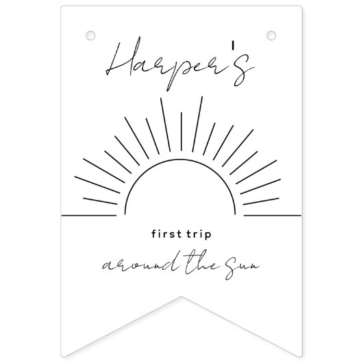 ミニマルな1stバースデーのまわりにファーストトリップ バンティングフラッグ (第1の旗)