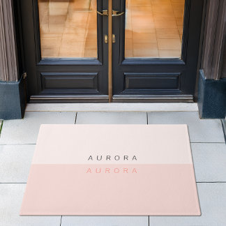 ミニマルな2トーンピンクのウェルカムドアマット ドアマット