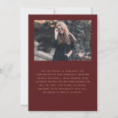 ミニマルな2フォトアーチブルゴーニュ金ゴールド卒業 案内状 (裏面)