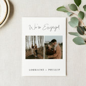 ミニマルな2枚の写真を使った、おしゃれなエンゲージメントパーティーのお知らせ 招待状