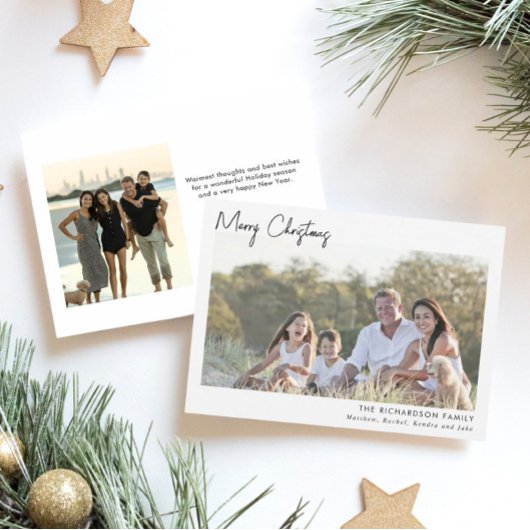 ミニマルな2枚の写真白黒メリークリスマス 招待状