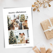 ミニマルな3枚の写真のクリスマスホリデー シーズンカード