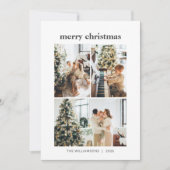ミニマルな3枚の写真のクリスマスホリデー シーズンカード (正面)