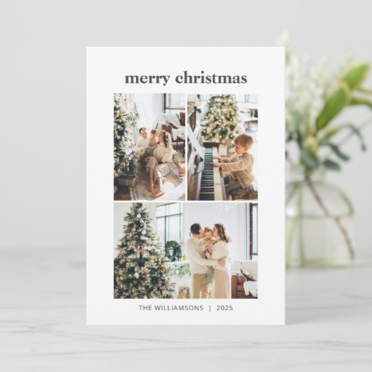 ミニマルな3枚の写真のクリスマスホリデー シーズンカード (スタンド正面)