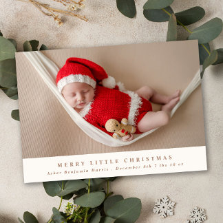 ミニマルな3枚の写真のクリスマス誕生発表 シーズンカード