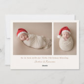ミニマルな3枚の写真のクリスマス誕生発表 シーズンカード (裏面)