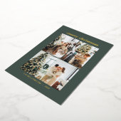 ミニマルな3枚の写真コラージュ　メリークリスマス　グリーン　ゴールド 箔シーズンカード (回転した状態)