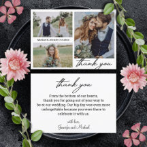 ミニマルな3枚の写真結婚コラージュ感謝していユー