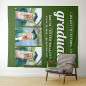 ミニマルな3枚写真 卒業 タペストリー | 緑 (インサイチュ(横))