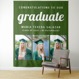 ミニマルな3枚写真 卒業 タペストリー | 緑