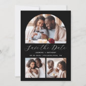 ミニマルな4フォトアーチ白黒 セーブザデート (正面)