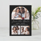 ミニマルな4フォトアーチ白黒 セーブザデート (スタンド正面)