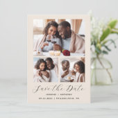 ミニマルな4フォトベージュ セーブザデート (スタンド正面)