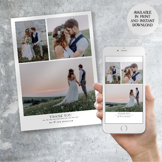 ミニマルな4枚の写真でお礼を伝える結婚式 案内状