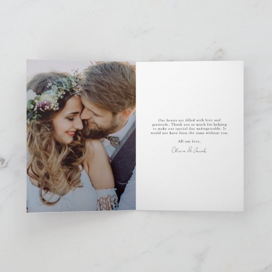 ミニマルな4枚の写真の結婚式の折りたたみ式カード サンキューカード (内部)