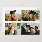 ミニマルな4枚の写真を使った卒業発表カード 招待状 (正面/裏面)