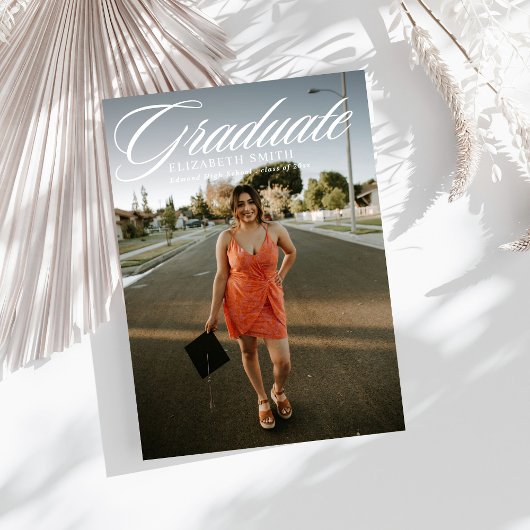 ミニマルな4枚の写真を使った卒業発表 招待状