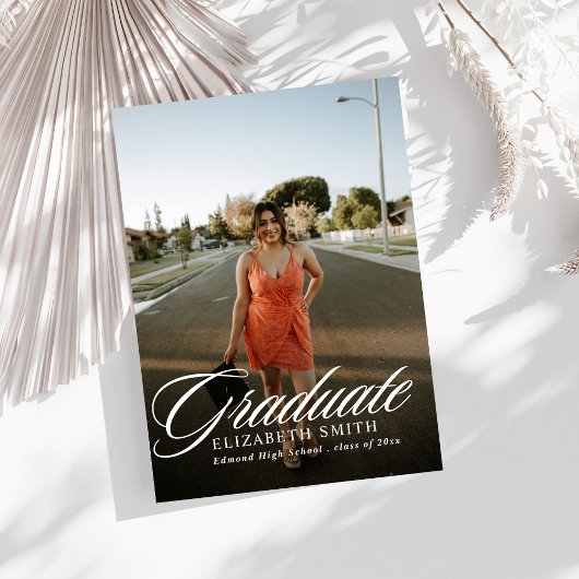 ミニマルな4枚の写真を使った卒業発表 招待状