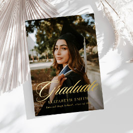 ミニマルな4枚の写真を使った卒業発表 箔招待状