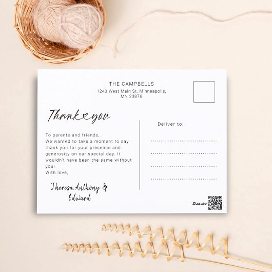 ミニマルな4枚の写真コラージュ ベビーシャワー お礼カード ポストカード