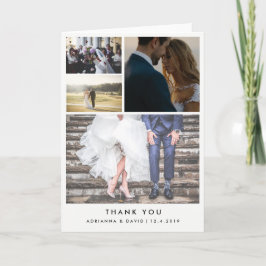 ミニマルな4枚の結婚式写真の感謝 サンキューカード