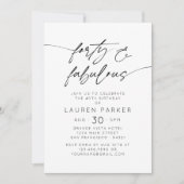 ミニマルな40歳と素晴らしい40歳の誕生日パーティー 招待状 (正面)