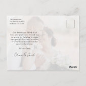 ミニマルな5枚の写真とカリグラフィーの結婚式お礼カード ポストカード (裏面)