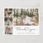 ミニマルな5枚の写真とカリグラフィーの結婚式お礼カード ポストカード (正面)