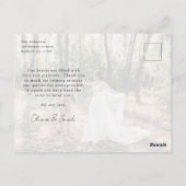 ミニマルな5枚の写真とカリグラフィーの結婚式お礼カード ポストカード (裏面)