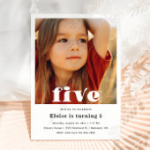 ミニマルな5歳の誕生日招待状 | 5歳の誕生日 招待状