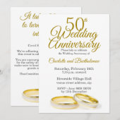 ミニマルな50周年結婚記念日招待状 招待状 (正面/裏面)