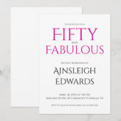 ミニマルな50歳とゴージャスなピンクの50歳の誕生日 招待状 (正面/裏面)