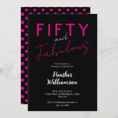 ミニマルな50歳と素敵なピンクの50歳の誕生日 招待状 (正面/裏面)