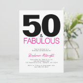 ミニマルな50歳のバースデーパーティー おしゃれなピンクの50歳の誕生日パーティーI 招待状 (スタンド正面)