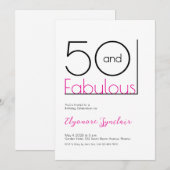 ミニマルな50歳の誕生日パーティー 招待状 (正面/裏面)