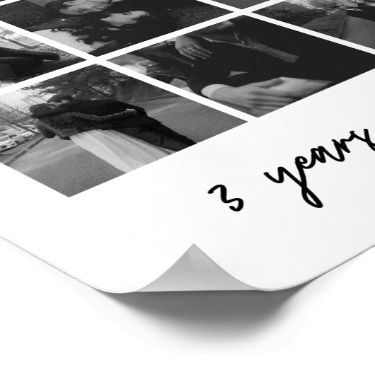 ミニマルな9枚の写真の3周年結婚記念壁掛け ポスター (角)