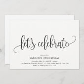 ミニマルな「お祝いしよう」誕生日 招待状 (正面/裏面)