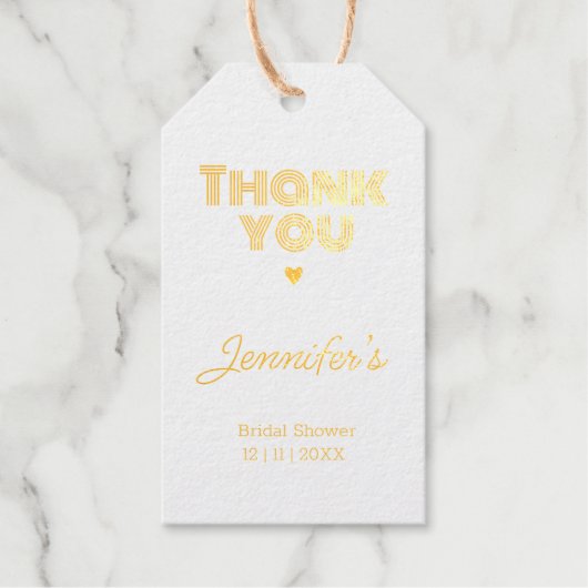 ミニマルな ブライダルシャワーの箔のギフトタグ ギフトタグ (正面)