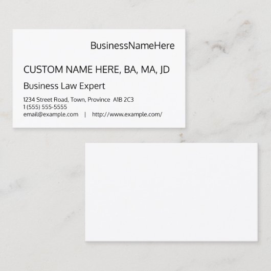 ミニマルな、基本的な名刺 名刺 (正面/裏面)