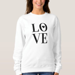 ミニマルな「愛」タイポグラフィとハート スウェットシャツ