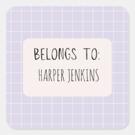 ミニマルな「所属する」名前ステッカー スクエアシール