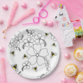 ミニマルな（昆虫）マルハナバチの花とスタイル ペーパープレート (パーティー)