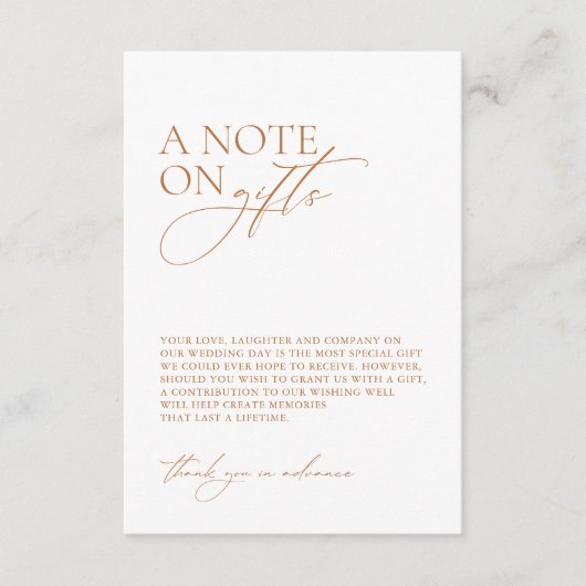 ミニマルな「贈り物に関する注結婚記」の願い事 エンクロージャーカード