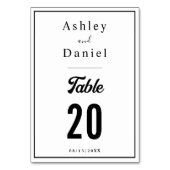 ミニマルな chic ブラック＆ホワイト エレガント ウェディング テーブルナンバー (正面)