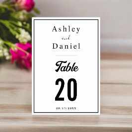 ミニマルな chic ブラック＆ホワイト エレガント ウェディング テーブルナンバー